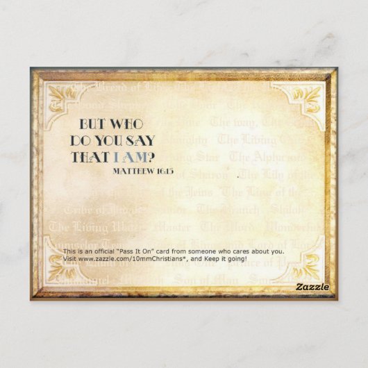 Ik ben Names van Christus Briefkaart (Achterkant)