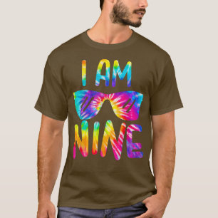 Ik ben negen jaar oud Tie Dye Gelukkige Verjaardag T-shirt