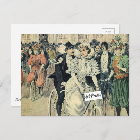 Ik ben net getrouwd met een fietser aankondigingskaart (Voorkant / Achterkant)