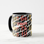 Ik ben net onder de bus gedupeerd. mok (Voorkant links)