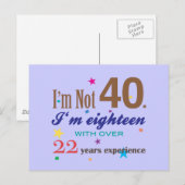Ik ben niet 40 - Grappig Birthday Gift Briefkaart (Voorkant / Achterkant)