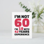 Ik ben niet 60 jaar jarig briefkaart (Staand voorkant)