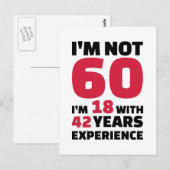 Ik ben niet 60 jaar jarig briefkaart (Voorkant / Achterkant)