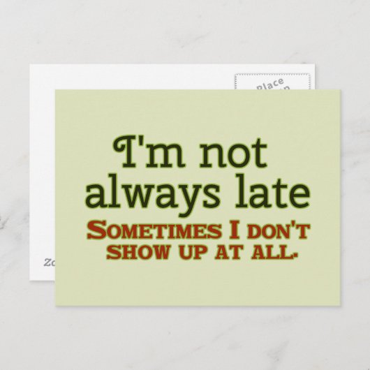 Ik ben niet altijd te laat briefkaart (Voorkant / Achterkant)
