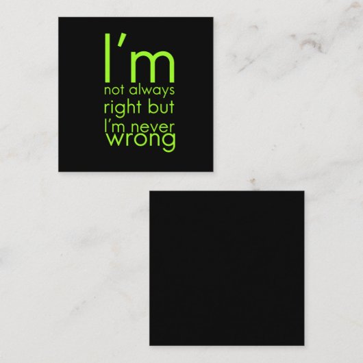 Ik ben niet altijd zo grappig, hilarische humorou. vierkante visitekaartje (Voorkant / Achterkant)