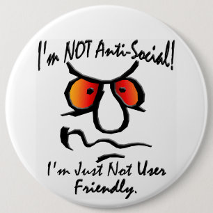 Ik ben niet anti-sociaal (1) ronde button 6,0 cm