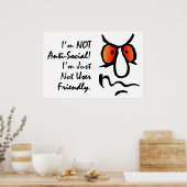 Ik ben niet anti-sociaal (2) poster (Keuken)