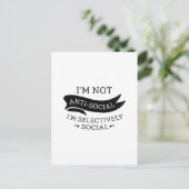 Ik ben niet anti-sociaal briefkaart (Staand voorkant)