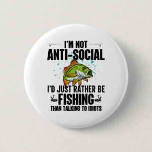 Ik ben niet anti-sociaal, ik ga liever vissen ronde button 5,7 cm