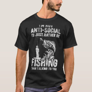Ik ben niet anti-sociaal, ik ging liever vissen Vi T-shirt