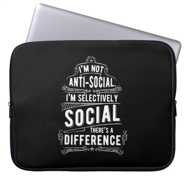 Ik ben niet anti-sociaal laptop sleeve (Voorkant)