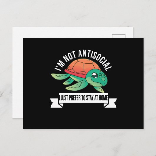 Ik ben niet antisociaal en ik heb liever thuis te briefkaart (Voorkant / Achterkant)