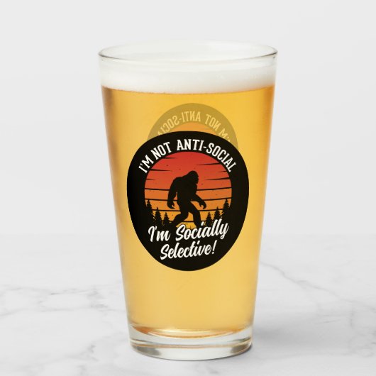 Ik ben niet asociaal Bigfoot Black Glas (Voorkant gevuld)