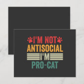 Ik ben niet asociaal ik ben pro-kat grappig introv notitiekaartje (Voorkant / Achterkant)