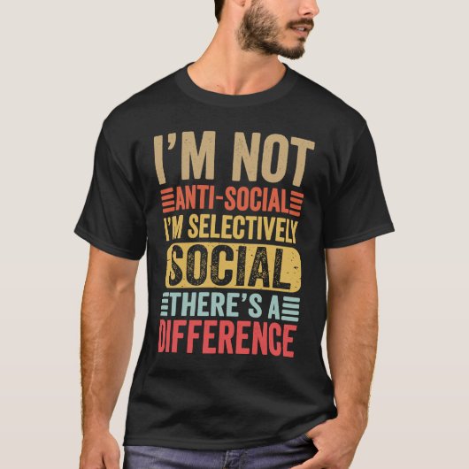 Ik ben niet asociaal Ik ben selectief sociaal lang T-shirt (Voorkant)
