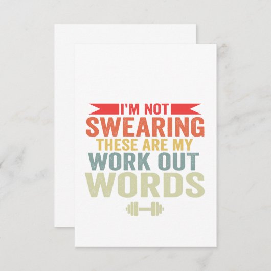 Ik ben niet bang dat dit mijn werkuitwoorden Gym z Bedankkaart (Voorkant / Achterkant)