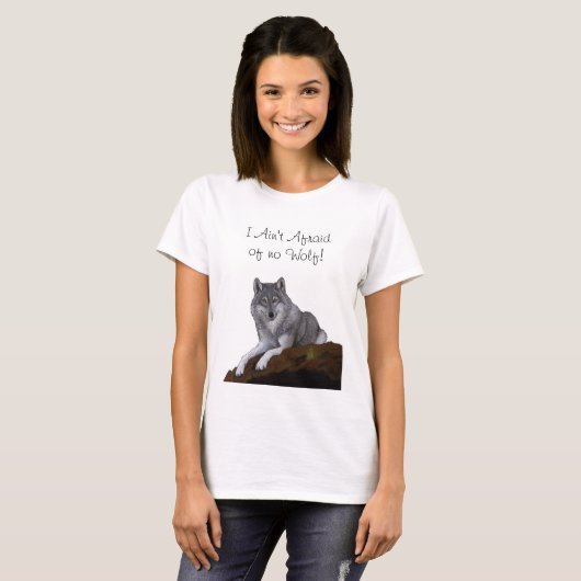 Ik ben niet bang voor geen wolf. t-shirt (Voorkant volledig)