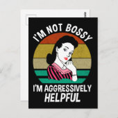 Ik ben niet bossy, ik ben agressief nuttig briefkaart (Voorkant / Achterkant)