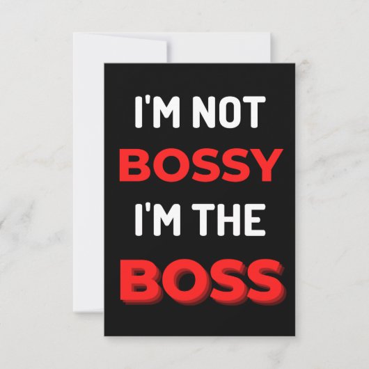 Ik ben niet Bossy, ik ben de baas Bedankkaart (Voorkant)