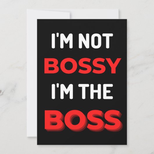 Ik ben niet Bossy, ik ben de baas Bedankkaart (Voorkant)