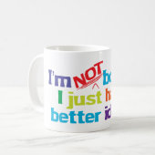 Ik ben niet bossy. koffiemok (Voorkant links)