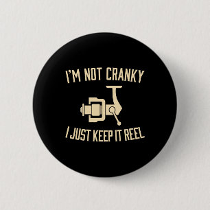 Ik ben niet chagrijnig, ik hou het visgrappig en l ronde button 5,7 cm
