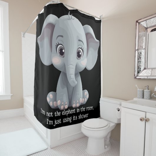 Ik ben niet de olifant in de kamer douchegordijn (In situ)