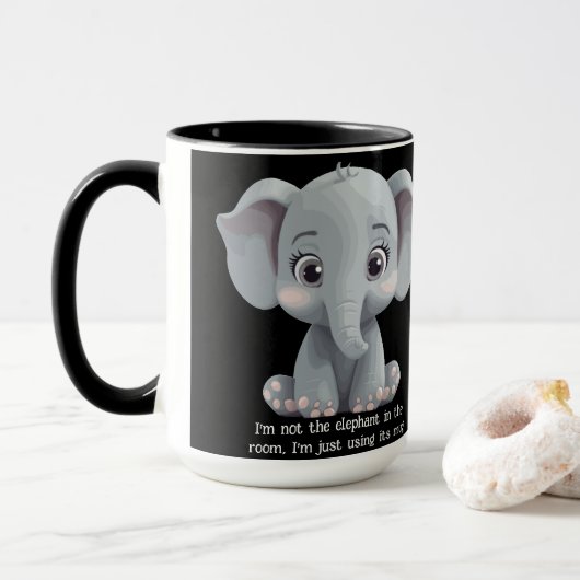 Ik ben niet de olifant in de kamer mok (Met donut)