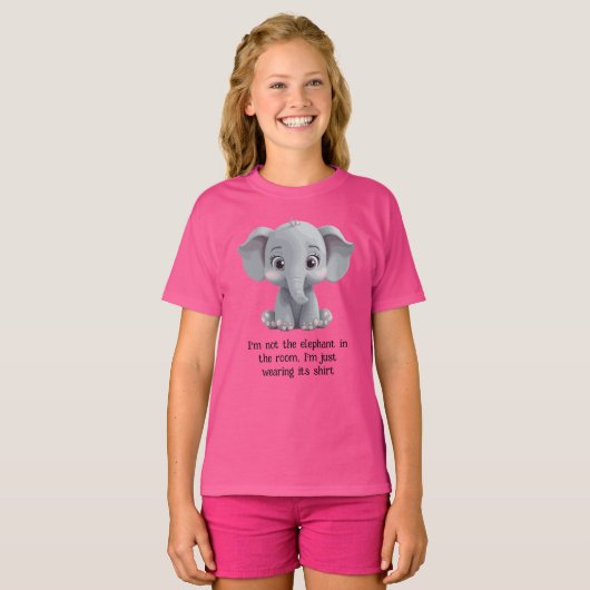 Ik ben niet de olifant in de zaal t-shirt (Voorkant volledig)