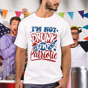 Ik ben niet Drink dat ik op 4 juli patriottisch Fu T-shirt