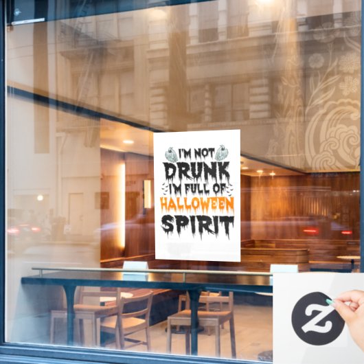 Ik ben niet Drink dat ik vol ben van Halloween Spi Raamsticker (Cafe Raam)
