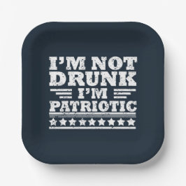 Ik ben niet dronken. Ik ben patriottisch Grappig 4 Papieren Bordje