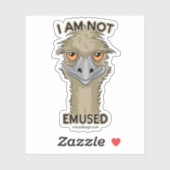 Ik ben niet emused grappige Emu Pun Contour Sticke Sticker (Vel)