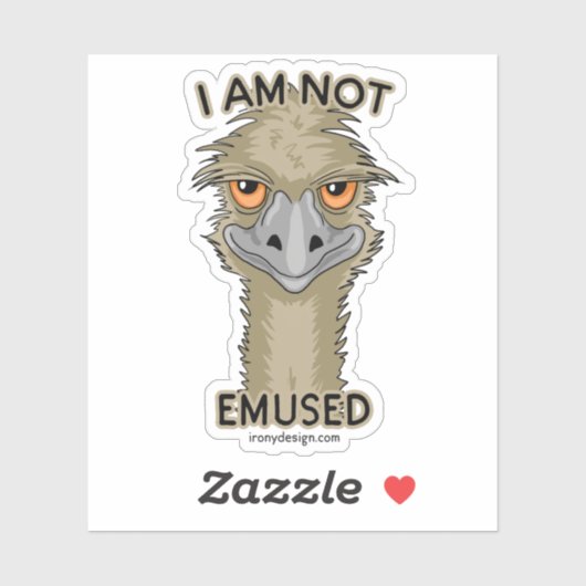 Ik ben niet emused grappige Emu Pun Contour Sticke Sticker (Vel)