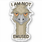 Ik ben niet emused grappige Emu Pun Contour Sticke Sticker (Voorkant)