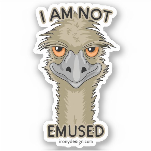 Ik ben niet emused grappige Emu Pun Contour Sticke Sticker (Voorkant)