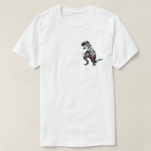 "IK BEN NIET EXTINCT" FLORAL DINOSAUR WHITE T SHIR T-SHIRT (Design voorkant)
