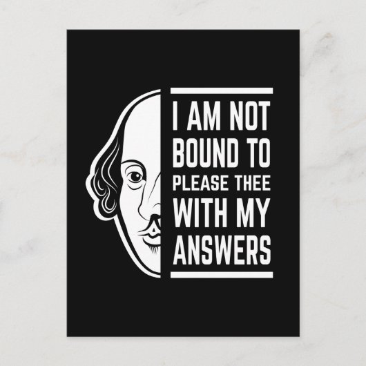 Ik ben niet gebonden om u te plezieren briefkaart (Voorkant)