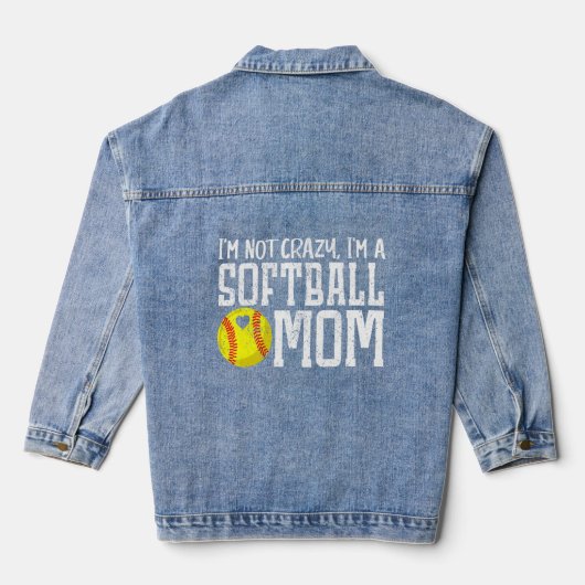 Ik ben niet gek dat ik een Softball mama Moederdag Denim Jacket (Achterkant)
