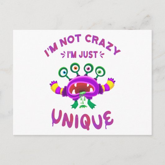 Ik ben niet gek dat ik uniek ben briefkaart (Voorkant)