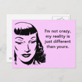 Ik ben niet gek, mijn realiteit is gewoon anders briefkaart (Voorkant / Achterkant)
