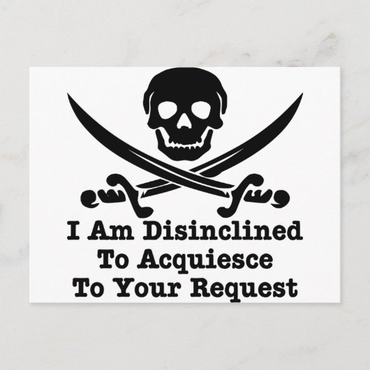 Ik ben niet geneigd uw verzoek in te willigen briefkaart (Voorkant)