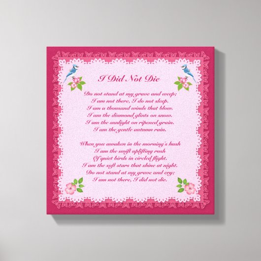 Ik ben niet gestorven rouwdrukst canvas afdruk (Voorkant)