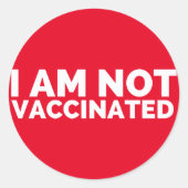 Ik ben niet gevaccineerd ronde sticker (Voorkant)