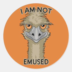Ik ben niet gewijd aan Funny Emu Pun SINAASAPPEL Ronde Sticker