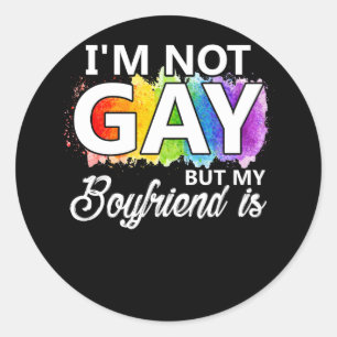 Ik ben niet homo, maar mijn vriend is grappige LGB Ronde Sticker