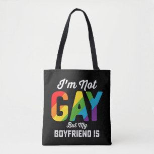 Ik ben niet homoseksueel, maar mijn vriend is grap tote bag