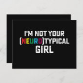 Ik ben niet je neurotypische meisjes-autisme-bewus briefkaart (Voorkant / Achterkant)