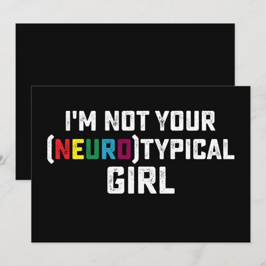 Ik ben niet je neurotypische meisjes-autisme-bewus kaart (Voorkant / Achterkant)