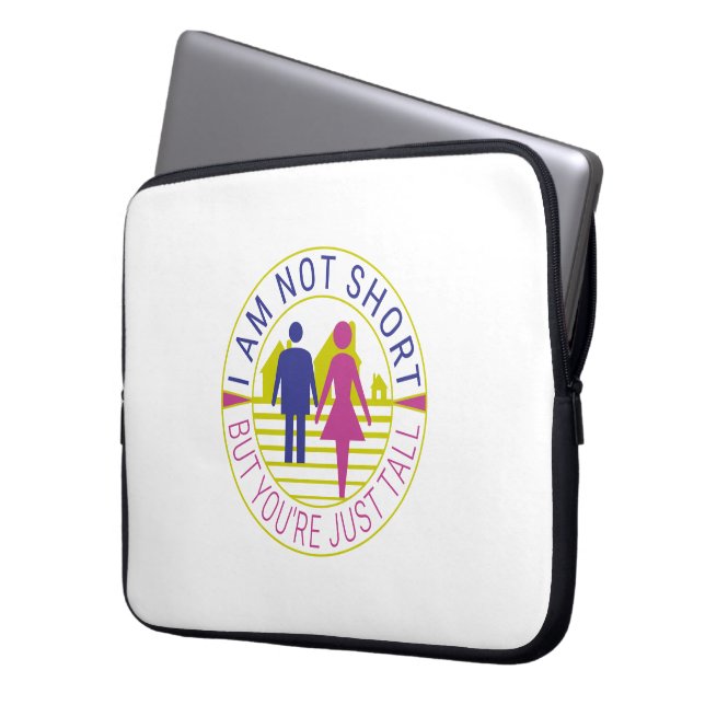 Ik ben niet kort, maar je bent gewoon groot laptop sleeve (Voorkant Links)